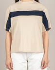 TENSIONE IN - PE260120 - T-SHIRT CON BANDA AVORIO/BLU