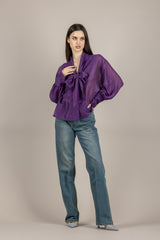 TENSIONE IN - PE260140 - BLUSA CON FIOCCO VIOLA