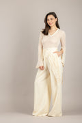 TENSIONE IN - PE260146 - MAGLIA ASIMMETRICA CON PIZZO ECRU