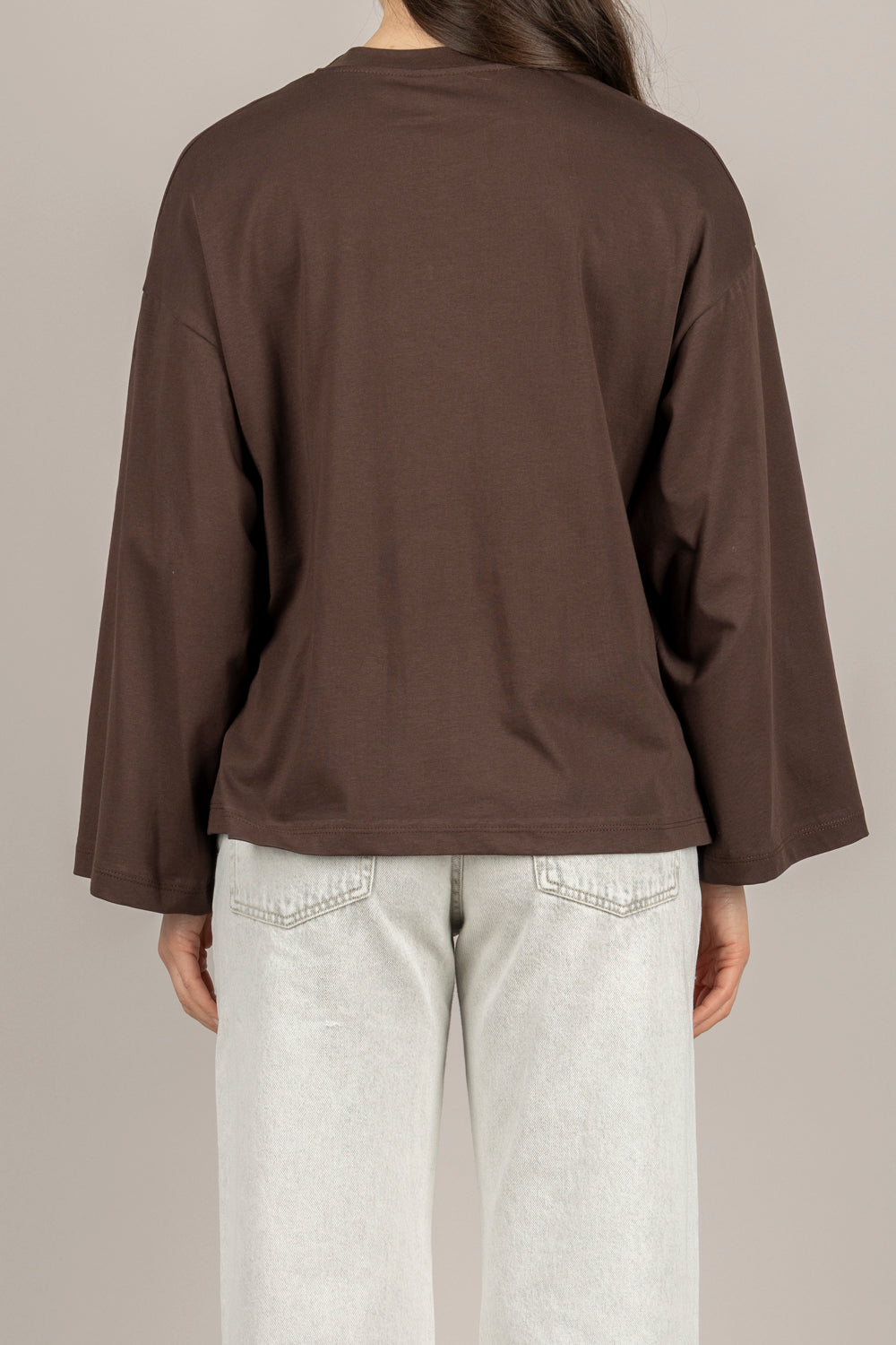 TENSIONE IN - PE260149 - T-SHIRT MANICA LUNGA CON TASCA PAILLETTES MORO