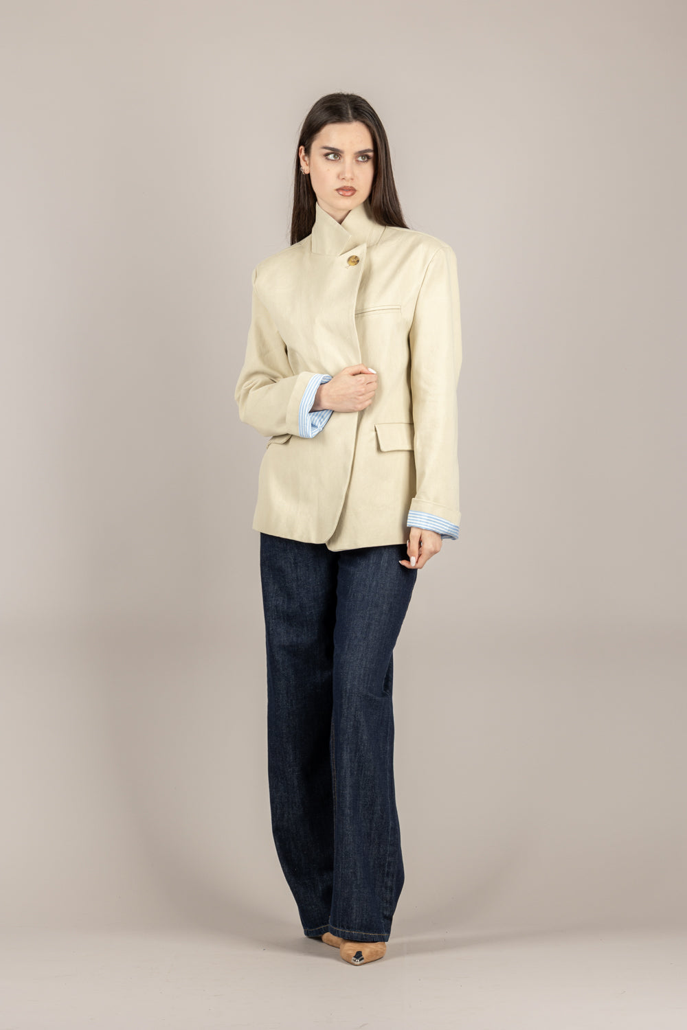 TENSIONE IN - QS733 - GIACCA SABBIA/CELESTE