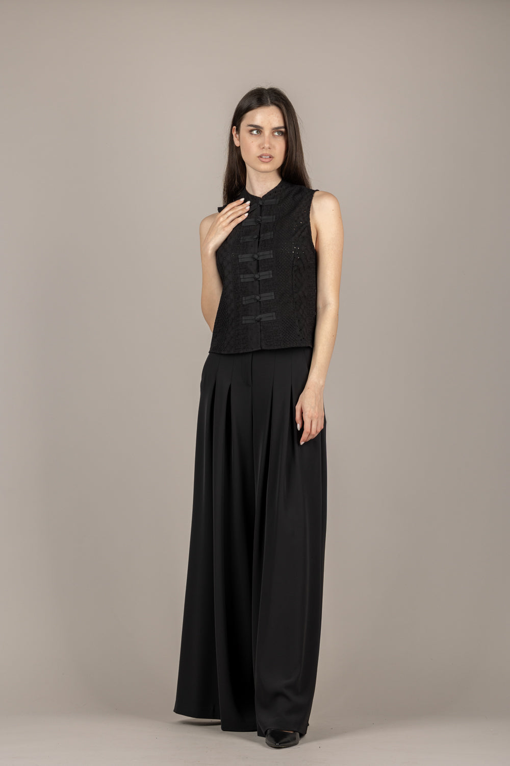 DIXIE - RBA91PN - CANOTTA CHIUSURA ALAMARI NERO