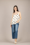 DIXIE - RBB71RP - CANOTTA A POIS IN SATIN PANNA