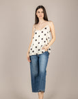 DIXIE - RBB71RP - CANOTTA A POIS IN SATIN PANNA