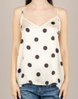 DIXIE - RBB71RP - CANOTTA A POIS IN SATIN PANNA