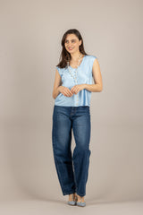 IMPERIAL - REH0LDG - BLUSA IN SATIN SCOLLO A V SKY