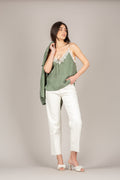 HAVEONE - RNO-Q106 - CANOTTA CON BRETELLE E DETTAGLIO PIZZO MILITARE