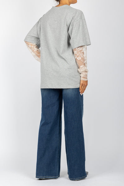 VICOLO - US0113 - T-SHIRT OVER CON MANICHE IN PIZZO