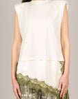 MOTEL - S26M896 - MAGLIA DOPPIO TESSUTO ASIMMETRICA BURRO