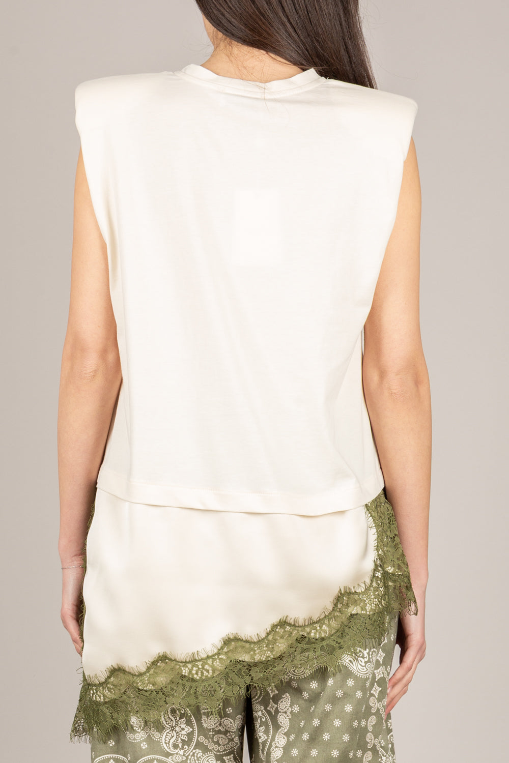 MOTEL - S26M896 - MAGLIA DOPPIO TESSUTO ASIMMETRICA BURRO