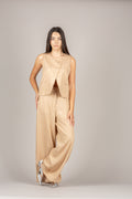 TENSIONE IN - S26PA16 - PANTALONE GESSATO MICRO PAILLETTES CAMMELLO