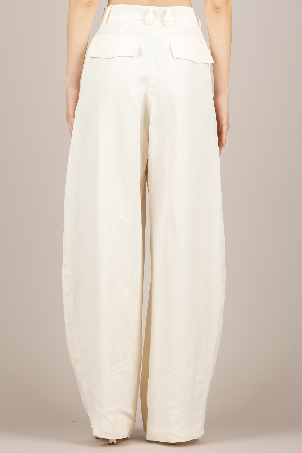 TENSIONE IN - S26PB32 - PANTALONE SEMI BARREL MISTO LINO LATTE