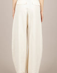 TENSIONE IN - S26PB32 - PANTALONE SEMI BARREL MISTO LINO LATTE