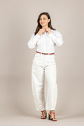 Jeans barrel Bloom Smooth - 100% cotone bianco