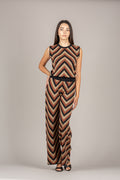ANGELA DAVIS - SP9LS10 - PANTALONE FANTASIA GEOMETRICA NERO