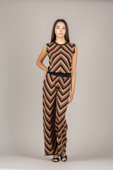 ANGELA DAVIS - SP9LS10 - PANTALONE FANTASIA GEOMETRICA NERO