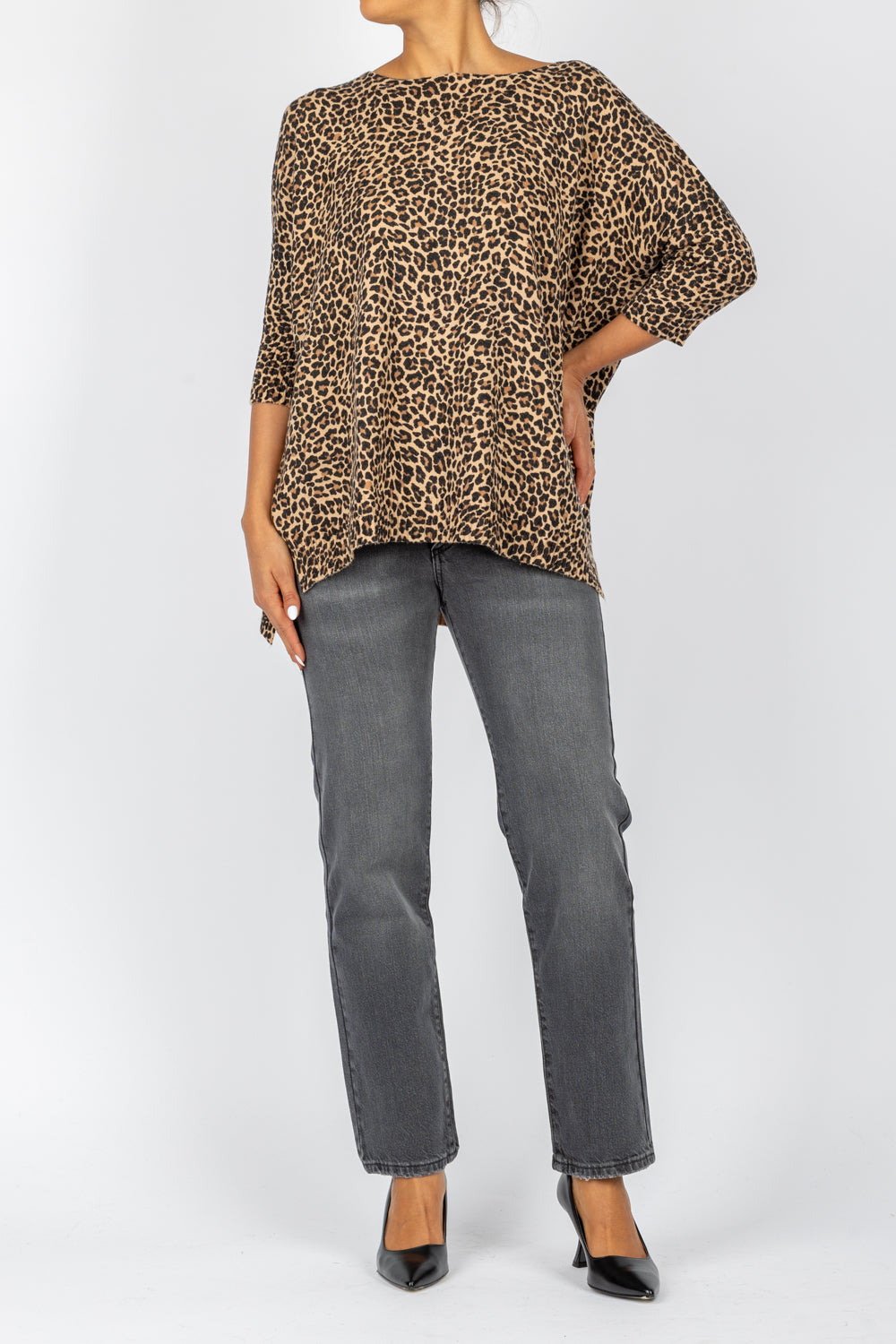 DIXIE - M833K140 - MAGLIA OVER  ANIMALIER SCOLLO A BARCA