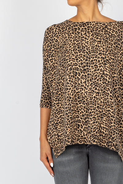 DIXIE - M833K140 - MAGLIA OVER  ANIMALIER SCOLLO A BARCA