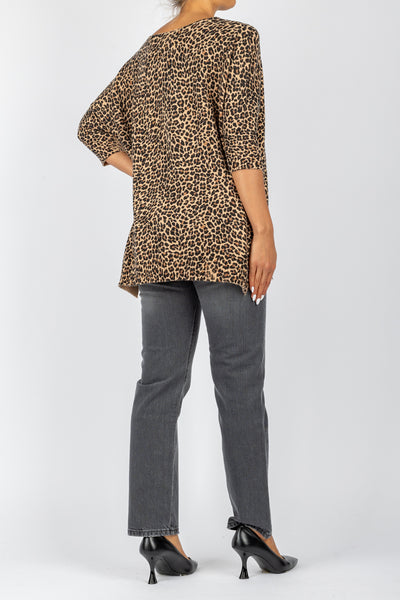 DIXIE - M833K140 - MAGLIA OVER  ANIMALIER SCOLLO A BARCA