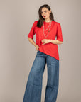 DIXIE - T262A117 - T-SHIRT ASIMMETRICA CON SPALLINE ROSSO