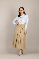 VICOLO - TAB0048 - GONNA A PIEGHE BEIGE