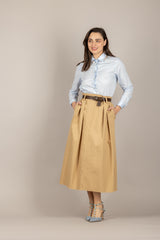 VICOLO - TAB0119 - GONNA MIDI CON CINTA TORTORA
