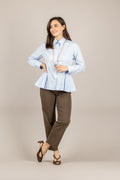 VICOLO - TAB0961 - CAMICIA CON RIPRESA IN VITA AZZURRO