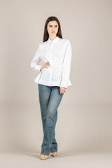 VICOLO - TAB0961 - CAMICIA CON RIPRESA IN VITA BIANCO