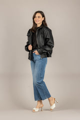 VICOLO - TAB1350 - BOMBER ECOPELLE COLLO ALZATO NERO