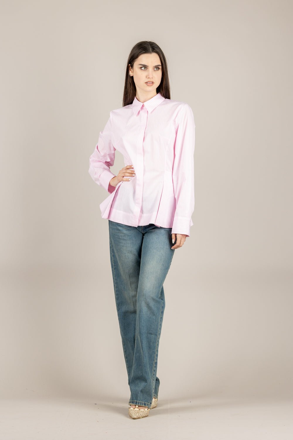 VICOLO - TAB1351 - CAMICIA ROSA/BIANCO 
