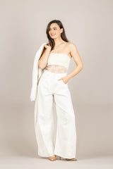 VICOLO - TAB1393 - BODY A FASCIA IN PIZZO BURRO