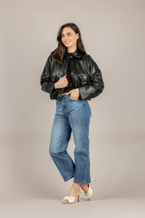 VICOLO - TAB1420 - BOMBER INTRECCIATO NERO