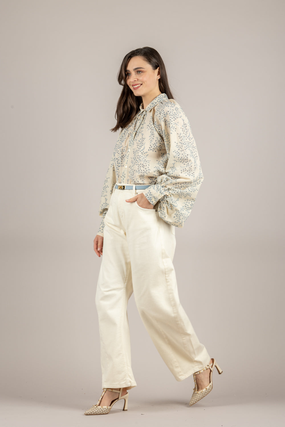 VICOLO - TAB1578 - CAMICIA BURRO/AZZURRO