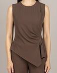 VICOLO - TAB1687 - TOP SMANICATO ARRICCIATO FONDENTE