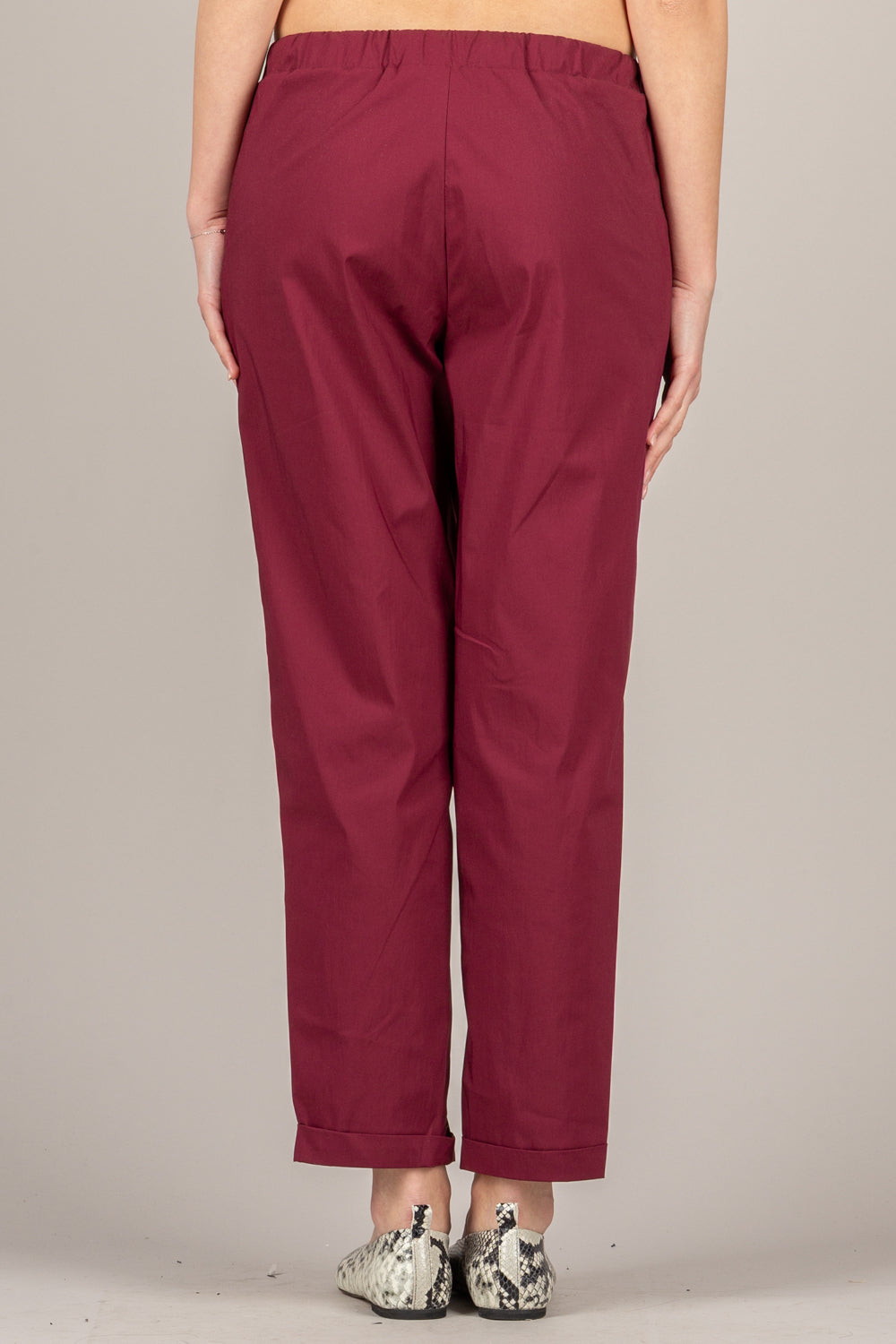 VICOLO - TAB1761 - PANTALONE A SIGARETTA CON LACCIO BORDEAUX