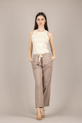 VICOLO - TAB1761 - PANTALONE A SIGARETTA CON LACCIO GLACE