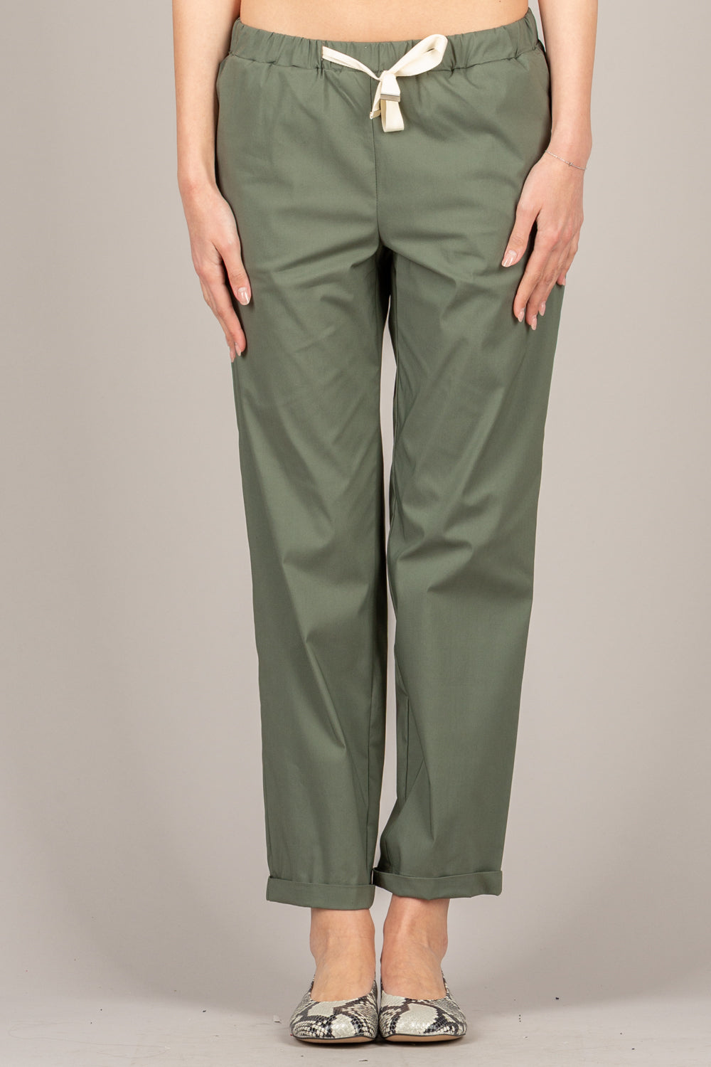 VICOLO - TAB1761 - PANTALONE A SIGARETTA CON LACCIO MILITARE
