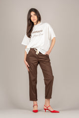 VICOLO - TAB1761 - PANTALONE A SIGARETTA CON LACCIO MORO