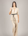 VICOLO - TAB1853 - GIACCA MEZZA MANICA CON CINTURA BEIGE