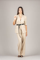 VICOLO - TAB1853 - GIACCA MEZZA MANICA CON CINTURA BEIGE