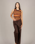 VICOLO - TAB1900 - PANTALONE GAMBA DRITTA CON PINCES FONDENTE