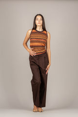 VICOLO - TAB1900 - PANTALONE GAMBA DRITTA CON PINCES FONDENTE
