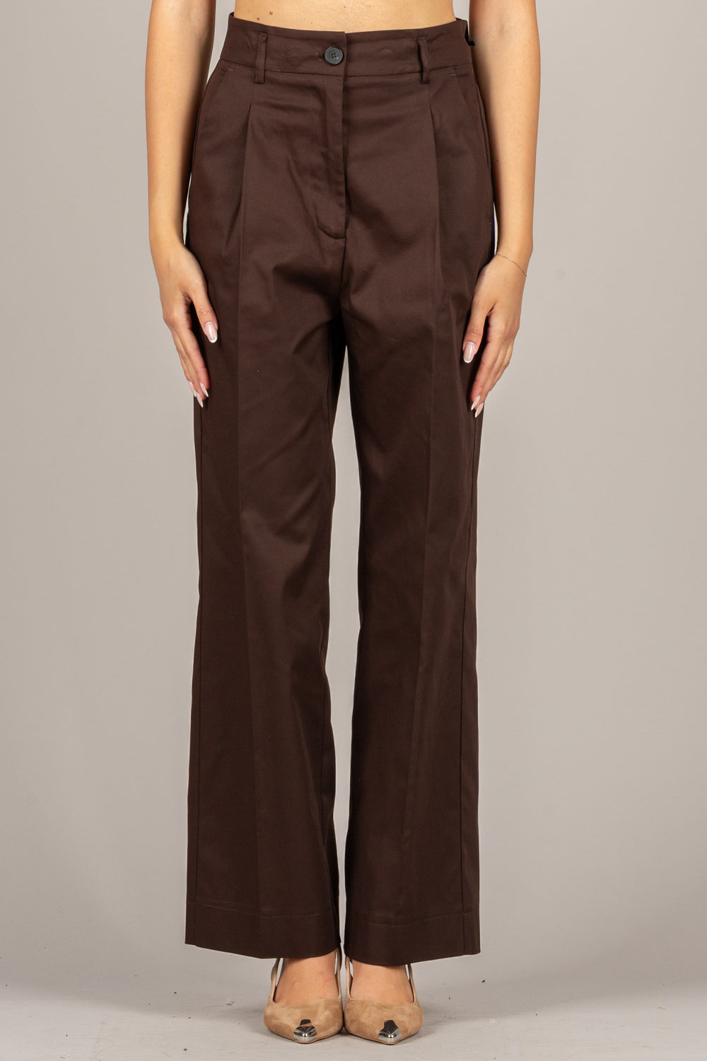 VICOLO - TAB1900 - PANTALONE GAMBA DRITTA CON PINCES FONDENTE