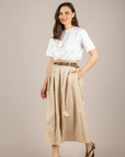 VICOLO - TAB1914 - GONNA TAGLIO VIVO CON CINTURA BEIGE/CREMA