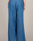 VICOLO - TAB1922 - PANTALONE PALAZZO IN CHAMBRAY BLU