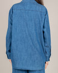 VICOLO - TAB1923 - CAMICIA IN CHAMBRAY CON TASCHINO DENIM BLU