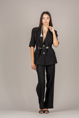 VICOLO - TAB1933 - PANTALONE GAMBA DIRTTA NERO