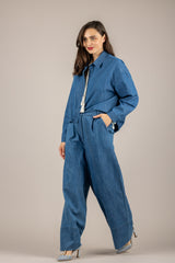 VICOLO - TAB1940 - PANTALONE PALAZZO DENIM BLU