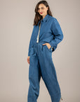 VICOLO - TAB1942 - CAMICIA CROP DENIM BLU