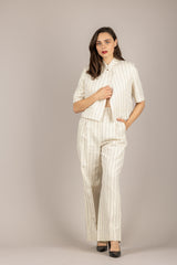 VICOLO - TAB1975 - GIACCA MEZZA MANICA GESSATA BURRO/NERO